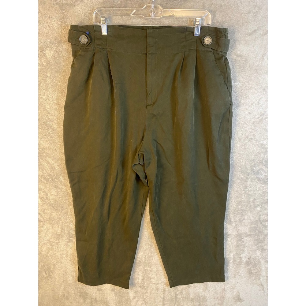 Simply Vera Vera Wang Pants Womens XXL Cropped Olive Green Tencel EUC
